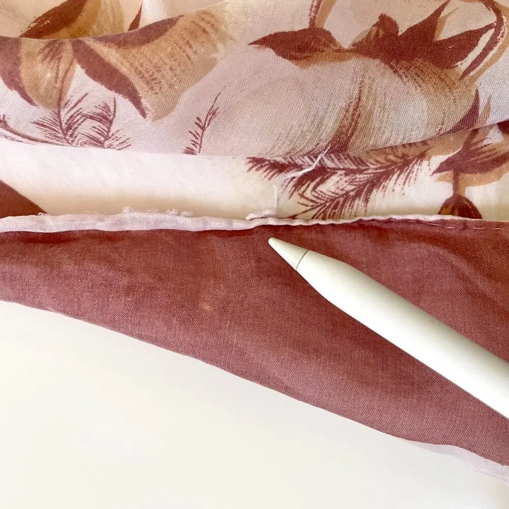 Vintage 70s Silk Scarf Square Neutral Brown Floral Border Print Quiet Luxury